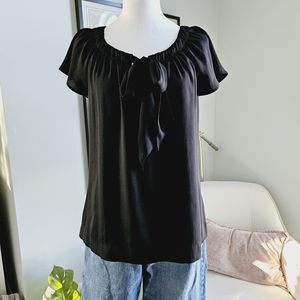 Black Feminine Loft Blouse  Short Sleeve Size XS EUC